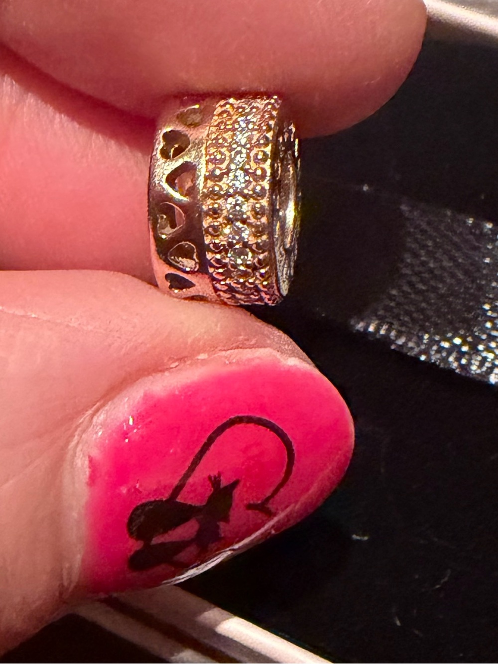 Pandora Gold Heart Cutout Pave Crystal Band